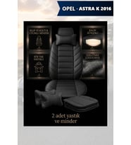 opel astra k 2016 Koltuk ve Kılıf uyumlu Minder Yastık Siyah Lüks 2 Minder 2 Yastık