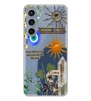 Samsung Galaxy S23 FE Uyumlu Moon Child Desenli Şeffaf Telefon Kılıfı