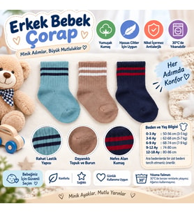 Assn Erkek Bebek Çorap USB2200 Su Yeşili (adet fiyatıdır)