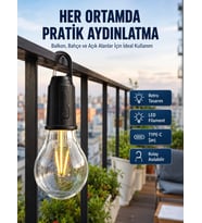 Şarjlı Dekoratif Kamp Lambası Askılı Ampul Led Işık Type-C Girişli