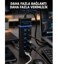 7 Port USB 3.0 Hub 5Gbps Süper Hızlı USB Çoklayıcı