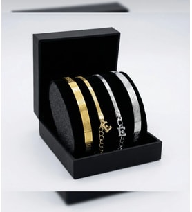 AYETEL KÜRSİLİ HARF BİLEKLİK 2'Lİ ÇİFT SEVGİLİ ÇELİK SETİ GOLD GÜMÜŞ SET ŞEKLİNDE (HARFBELİRTİNİZ)