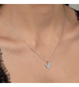 Ucarticaret S-warovski Taşlı Gümüş Kuş Bayan Kolye