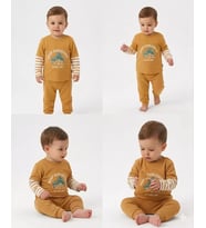 Northcity Çizgili Bebek Takımı 6-24 Ay İçin Pamuklu Örgü - Antialerjik, ÇİMA Dikişli ve Bebek Sağlığına Uygun