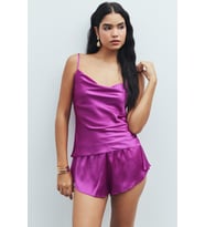 Caché Fuşya Degaje Yaka Askılı Kısa Saten Pijama Takımı