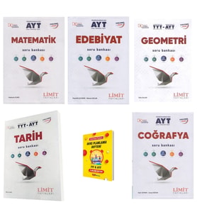 Limit AYT Matematik Edebiyat Geometri Tarih ve Coğrafya Soru Bankası 5li Set + Planlama Defteri