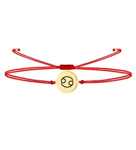 Alberaccessories, Yengeç Burç, 925 Ayar Gümüş, Astroloji Tasarım, Kırmızı Şans Burç Bileklik