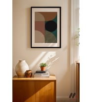 Bauhaus Geometrik Kompozisyon, Siyah Çerçeveli Duvar Tablosu - Modern Ev Dekorasyonu