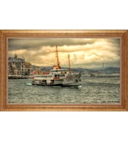 Çerçeveli Paspartulu Manzara Tablo ah957 (Gold)