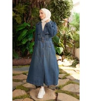 6625-Reglan kollu Trençkot Koyu Mavi