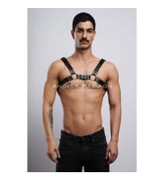 Erkek Deri Fantazi Göğüs Harness (Siyah)