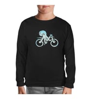 Hayvan - Ahtapot Bisiklet Siyah Çocuk Sweatshirt