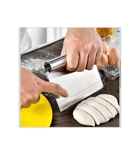 Paslanmaz Çelik Hamur Kesme ve Kazıyıcı Spatula Ölçü Çizgili Pasta Kek Kesici Aparat