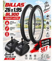 Billas 26X1.95 DIŞ LASTİK BL300 Bisiklet Lastiği + İç Lastik Servis Marka(2 ŞER ADET TAKIM)