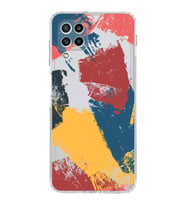 Samsung Galaxy M32 Uyumlu Kamera Korumalı Kapak Brushstroke Tasarımlı  Şeffaf  Kılıf