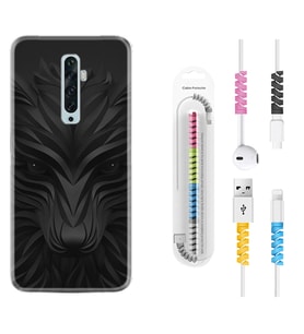 Oppo Reno 2Z 4 Lite 4 Pro 5 6 7 A31 Kılıf Kablo Koruma Spiral Silikon Black Fox 1325