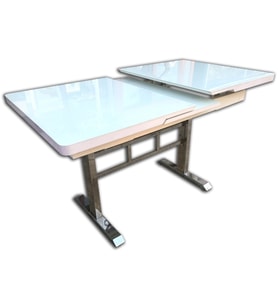 Masa 12502 Ayak Japon Model Metal Nikelaj Çelik Kelebek Yan Açılır Temper Cam (Beyaz)