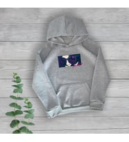 Bon Voyage Göğüs Baskılı Unisex Oversize Gri Sweatshirt