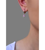 Papatya Silver 925 Ayar Gümüş Rose Kaplama Mineli Yelken Halka Küpe