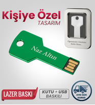 Kişiye Özel 32 GB Usb Bellek Hediyelik Usb Flash Bellek Şık + Metal Kutulu (Yeşil)