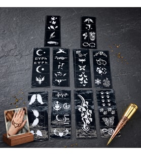 Karışık Desenli Tüp Kına Şablonu - 10'lu Paket - 8x20 cm