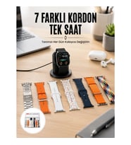 Mey İthalat® Akıllı Saat ve Air Pro Kulaklık 7 Kordonlu Çok Fonksiyonlu İkili Set Yeni Nesil