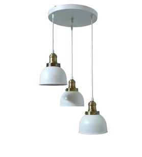 Dylight Retro Metal Beyaz 3 Lü Eskitme Duylu Dekoratif Rustik Sarkıt Avize Çap:30 Cm