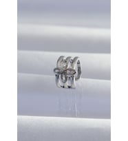Pirinç Gümüş Renk Yonca Earcuff Küpe 5886 - GLST3357-7473