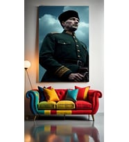 ATATÜRK PORTRE XIII Ev Duvar Salon Güzellik Salonu Ofis Dükkan Dekarasyon Kanvas Tablo (Akçaağaç)