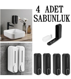 Yeni Model Sabunluk 350 Ml Duvara Monte Sıvı Sabunluk Şampuan Şişesi Soap Dispenser 4 Adet