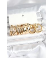 Pirinç Gold Renk 3 Çift Vintage Kadın Küpe Seti
