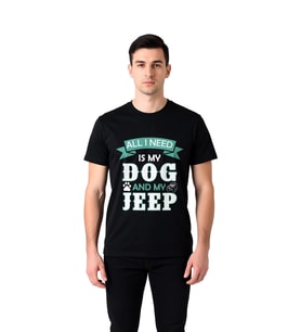 Köpeğim ve Aracım Yeterli Baskılı Erkek Tişört