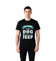 Köpeğim ve Aracım Yeterli Baskılı Erkek Tişört