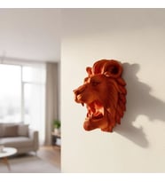 Özel Tasarım 3d Aslan Figürü Duvar Süsü Dekoratif Heykel 20x21 Cm