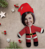 BK Gift Kişiye Özel Fotoğraflı Yılbaşı Kostümlü Kadın Bebek Yastık-1