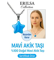 Sertifikalı Yıldız Kesim Mavi Akik Taşı Kolye – Doğal Sakinlik ve İletişim Taşı (Çok Renkli)