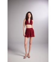 Beli Lastikli Mini Comfy Şort Bordo