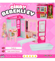 Cindy House Bebekli Oyun Evi - Ev Oyuncak - Lola'nın Düşler Ev Seti - Barbie Ev Seti - Oyuncak Ev