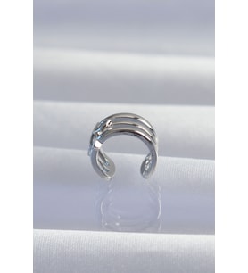 Pirinç Gümüş Renk Yonca Earcuff Küpe 5886 - SSSSSS3357-7473