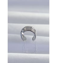 Pirinç Gümüş Renk Yonca Earcuff Küpe 5886 - SSSSSS3357-7473