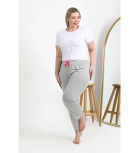 Giyim Kadın Pamuklu Büyük Beden Alt Pijama Gri