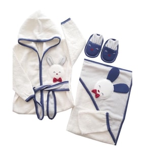 Erkek Bebek Havlu Bornoz Seti Bebek Hediyesi STL1009 (Standart)