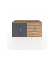 Kronos Konsol 4 Raflı 5 Çekmeceli 2 Kapaklı 176x59x99 Çam-Antrasit/Çam