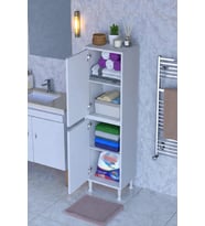 Eliusta Nuve Geniş Depolama Alanlı Dolap 35 cm Banyo/Mutfak Çok Fonksiyonlu 35x138x32,5 cm Saklama Dolabı (Beyaz)