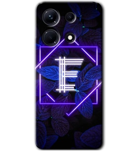 İnfinix Note 30 Kılıf HD Desen Baskılı Arka Kapak - Dark Neon Yaprak E Harfi