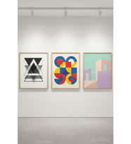 Modern Geometric Abstract 3’lü Ahşap Çerçeveli Tablo Seti