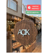 Hazeran Rattan Desenli Modern Açık/Kapalı Tabelası - Akçaağaç (Ceviz)