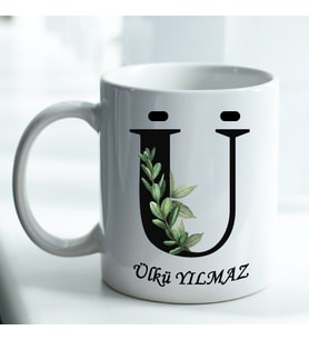 Kişiye Özel İsim ve Fotoğraf Baskılı Ü Harfli Kupa Bardak No:005
