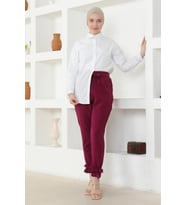 Kuşaklı Pantolon Mürdüm 6101