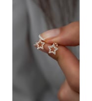 925 Ayar Gümüş Rose Zirkon Taşlı Yıldız Küpe